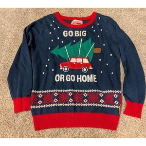 Tipsy‎ Elves Ugly Christmas Sweater Men Size Large Go Big Go Home Car Tree